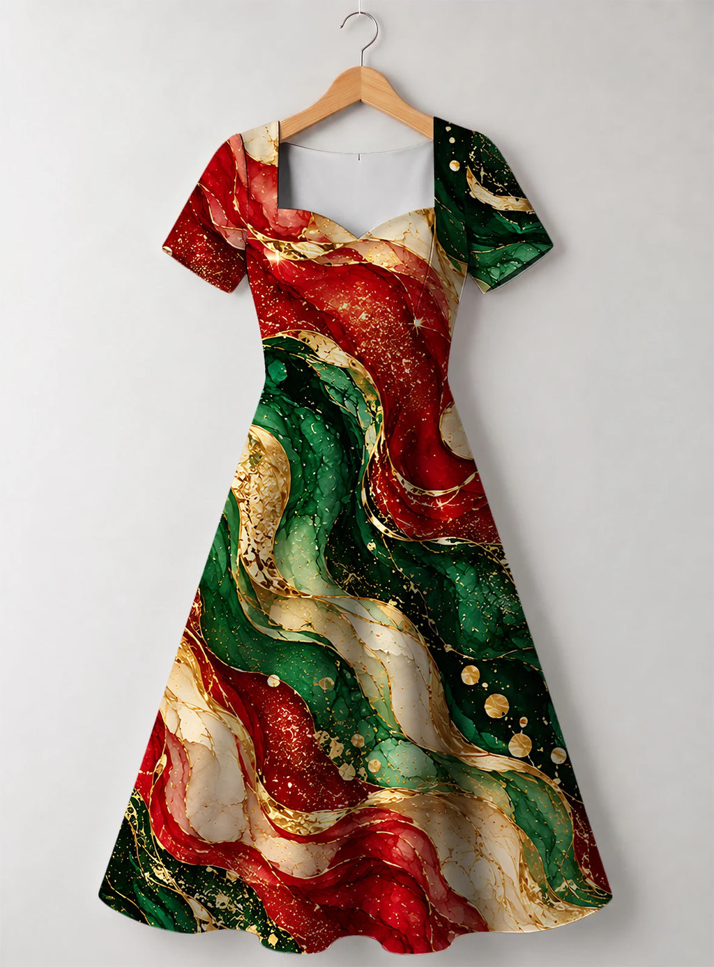 "Marumaru" Sweetheart Midi Dress — front flat