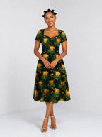 "Matawi" Sweetheart Midi Dress — front view on model
