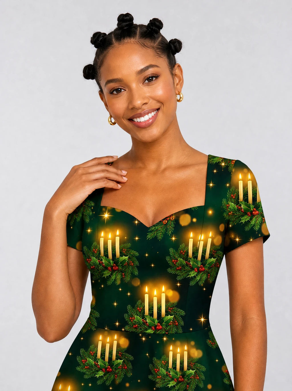 "Matawi" Sweetheart Midi Dress — styled on model