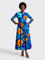 "Maua" Long Sleeve Midaxi Dress — front view on model