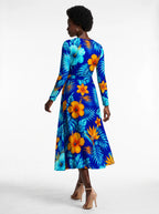 "Maua" Long Sleeve Midaxi Dress — back view on model