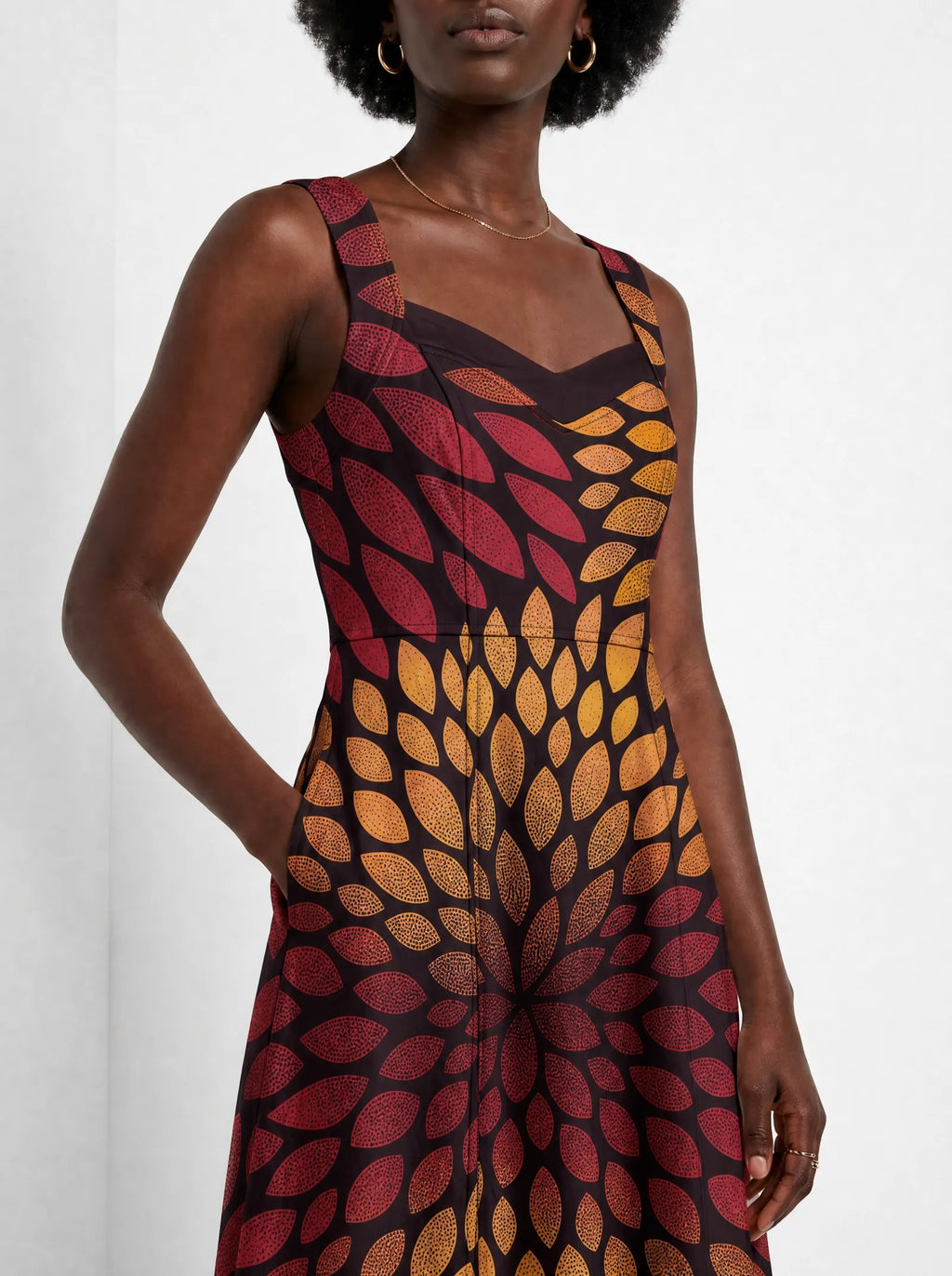 "Mavuno" Corset Dress — close-up of the bodice and the in-seam side pocket
