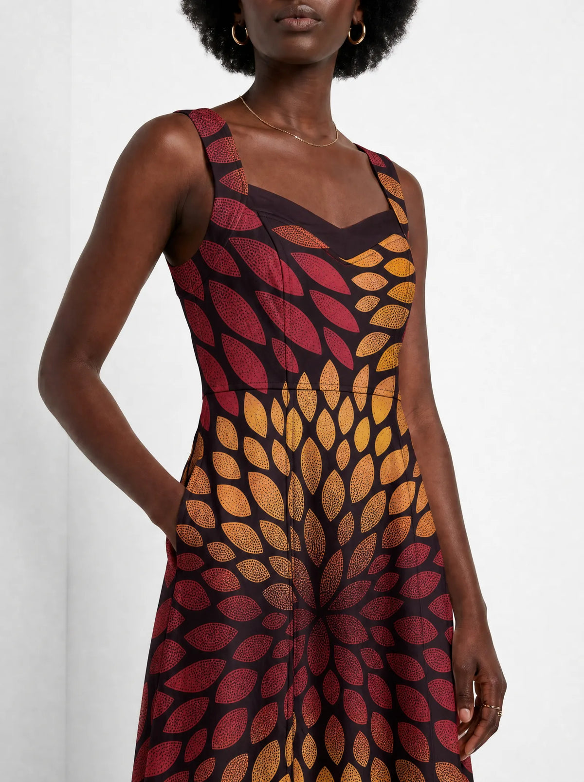 "Mavuno" Corset Dress — close-up of the bodice and the in-seam side pocket