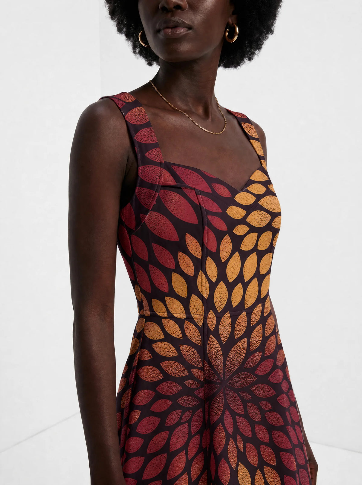 "Mavuno" Corset Dress — close-up of the sweetheart neckline and shoulder strap