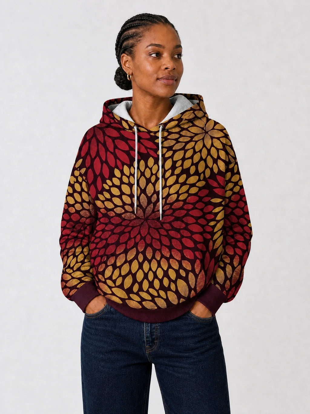 "Mavuno" Hoodie — front view on model