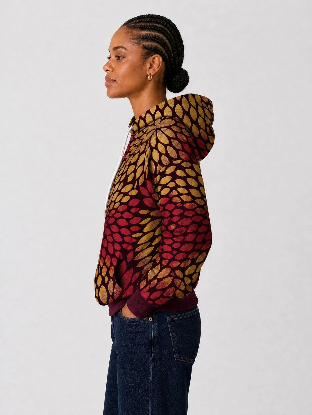 "Mavuno" Hoodie — side view on model