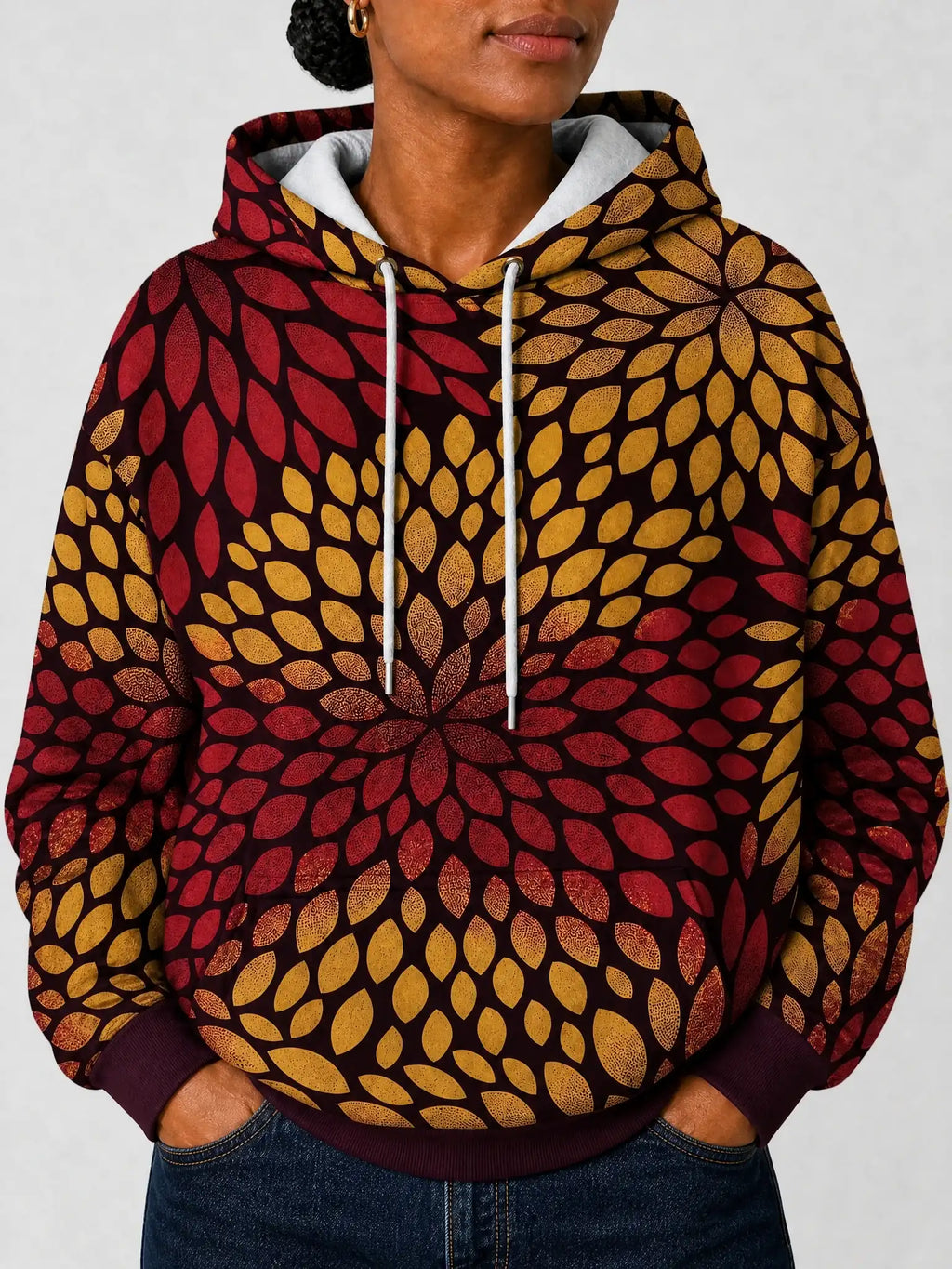 "Mavuno" Hoodie — close-up on model