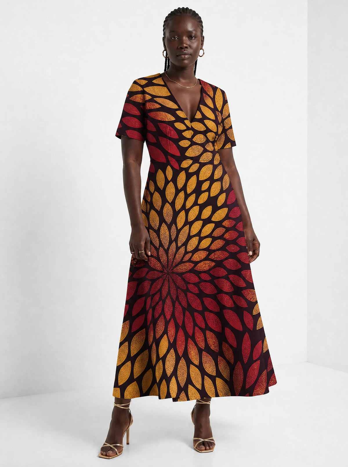 "Mavuno" Short Sleeve Maxi Dress — front