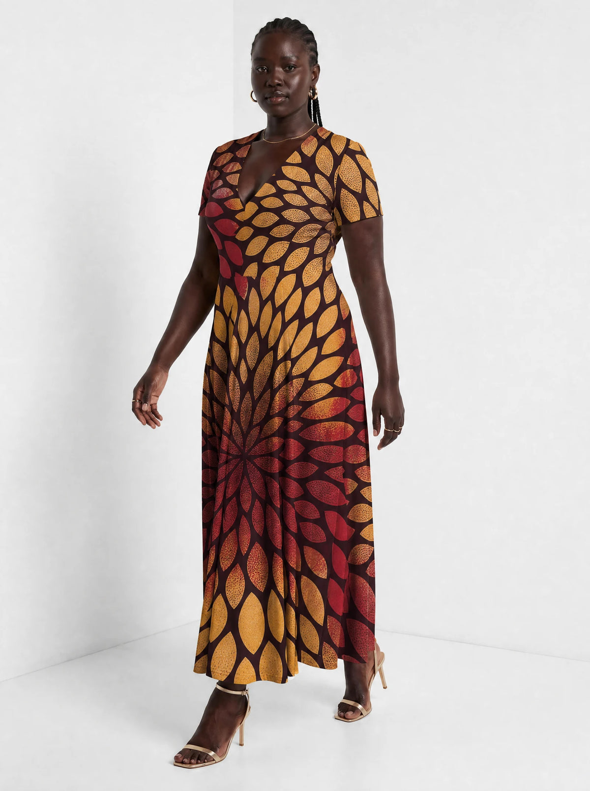 "Mavuno" Short Sleeve Maxi Dress — full body