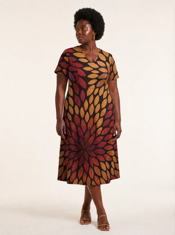 "Mavuno" V Neck Midi Dress