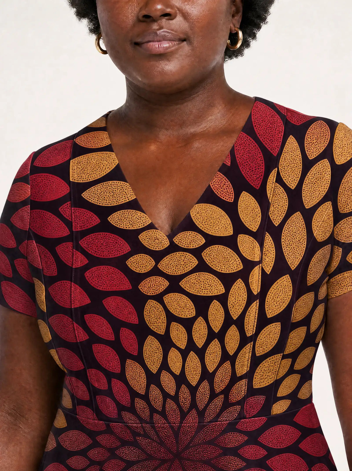 "Mavuno" V Neck Midi Dress — on model