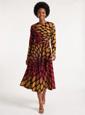 "Mavuno" Long Sleeve Midaxi Dress