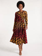 "Mavuno" Long Sleeve Midaxi Dress — front view on model