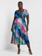 "Mawingu" Sweetheart Midi Dress — front view on model