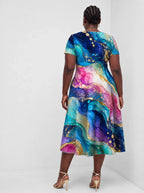 "Mawingu" Sweetheart Midi Dress — back view on model