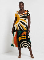 "Mawio" Sweetheart Midi Dress — front view on model
