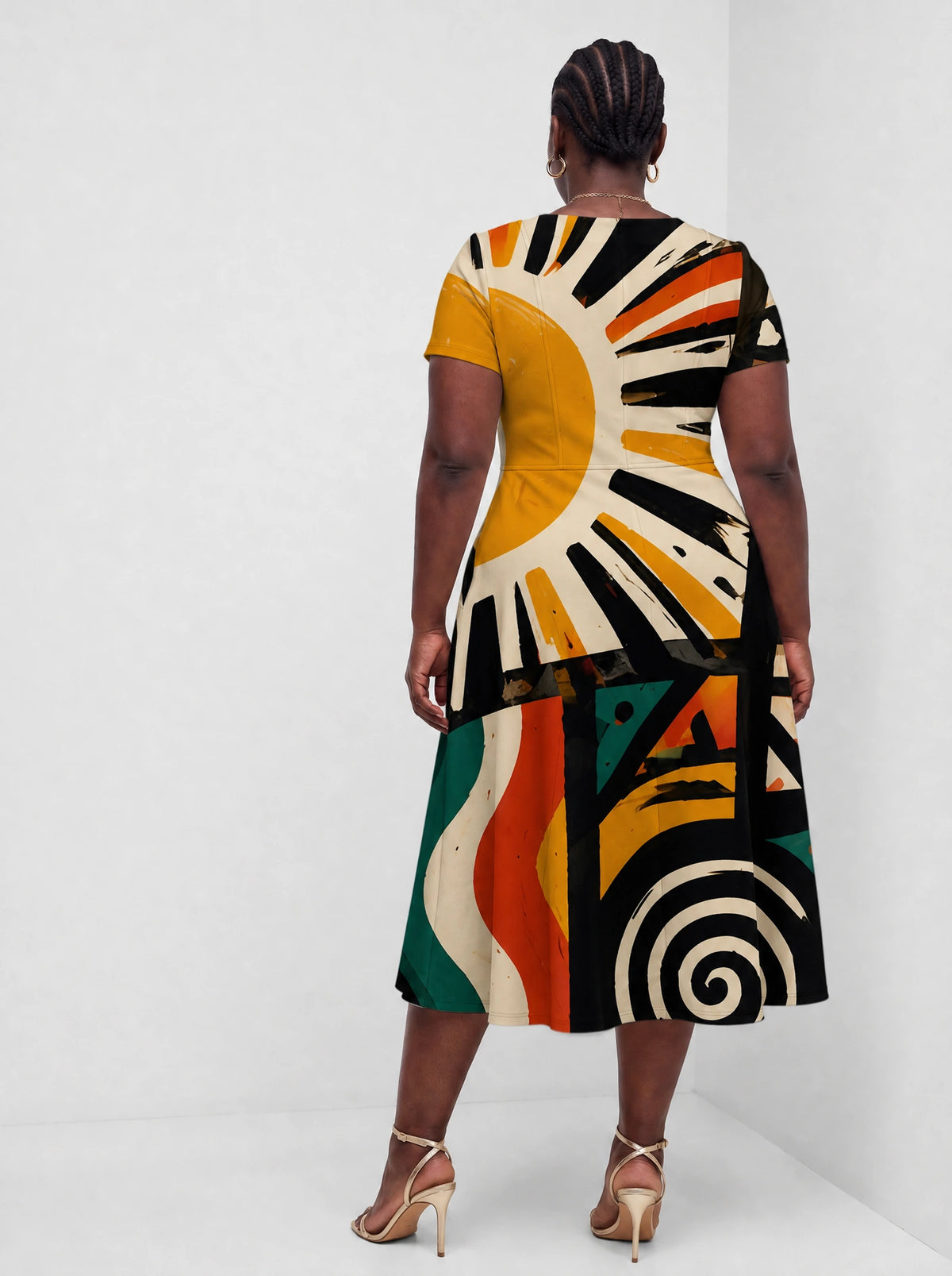 "Mawio" Sweetheart Midi Dress — back view on model