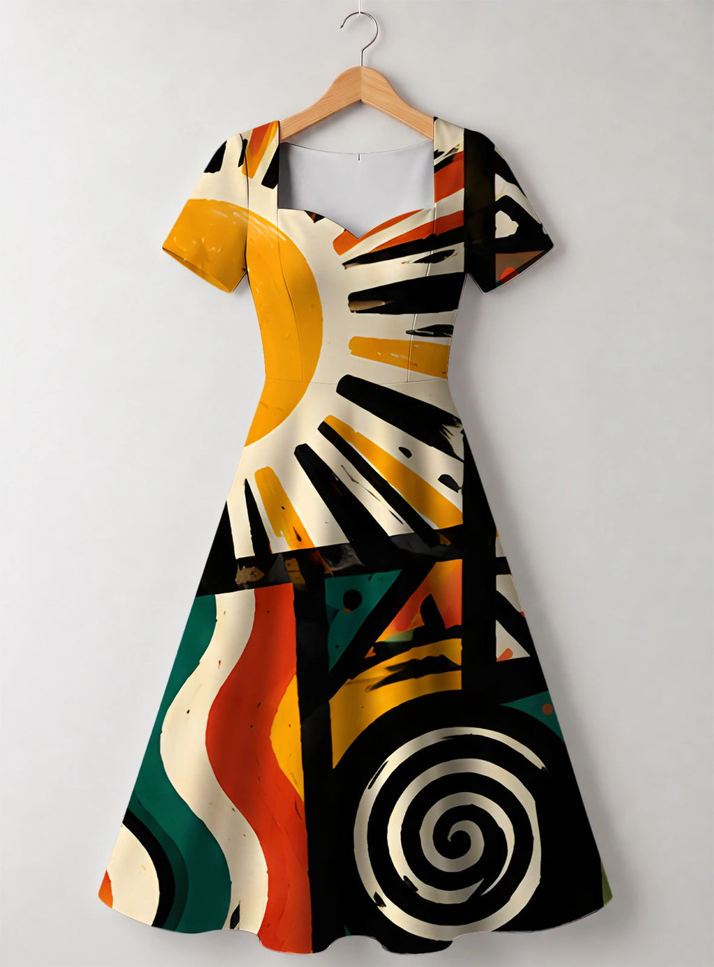 "Mawio" Sweetheart Midi Dress — front flat