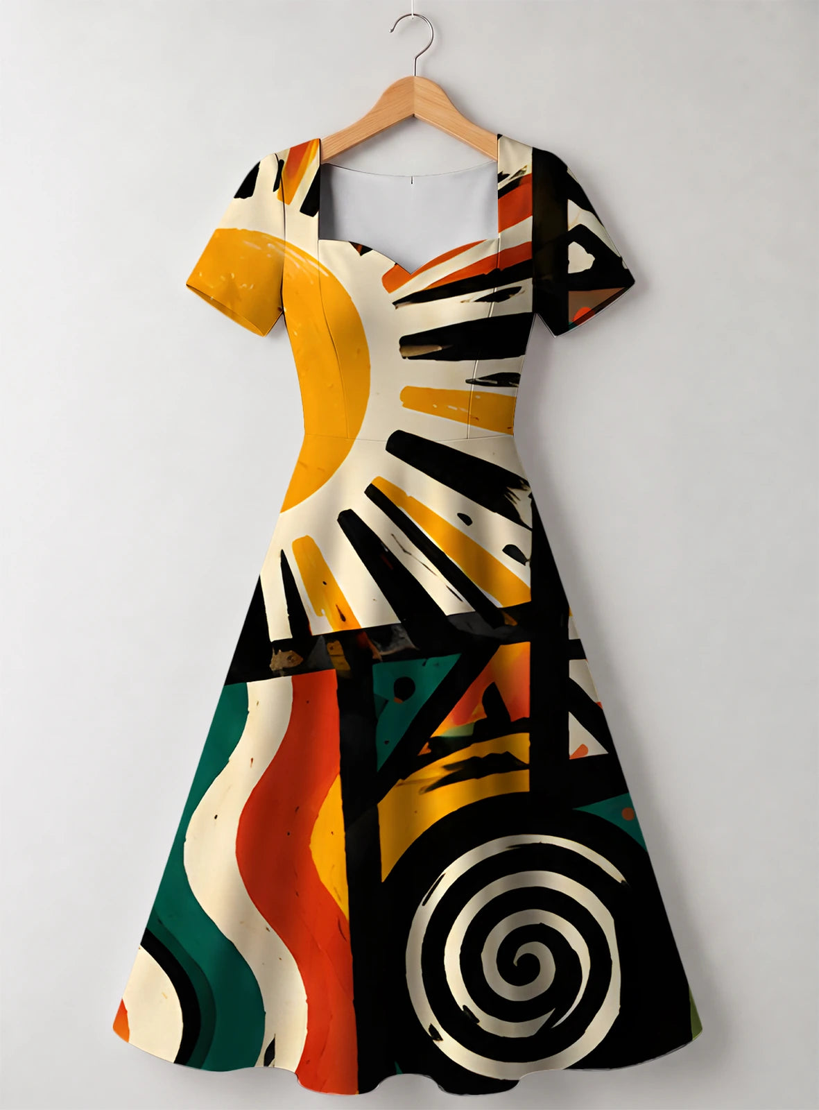 "Mawio" Sweetheart Midi Dress — front flat