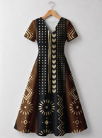 "Mbao" V Neck Midi Dress