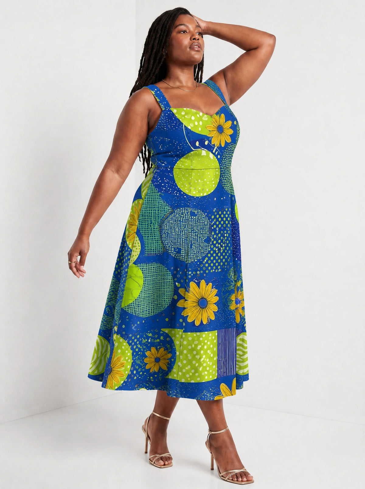 "Mchezo" Corset Dress — three-quarter view on model
