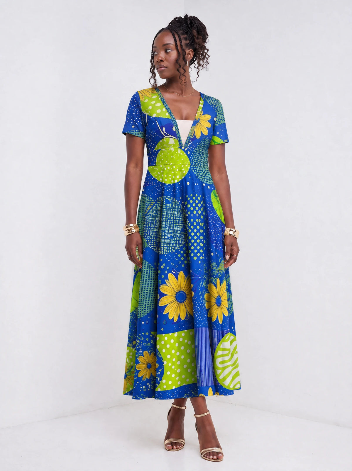 "Mchezo" Short Sleeve Maxi Dress — front