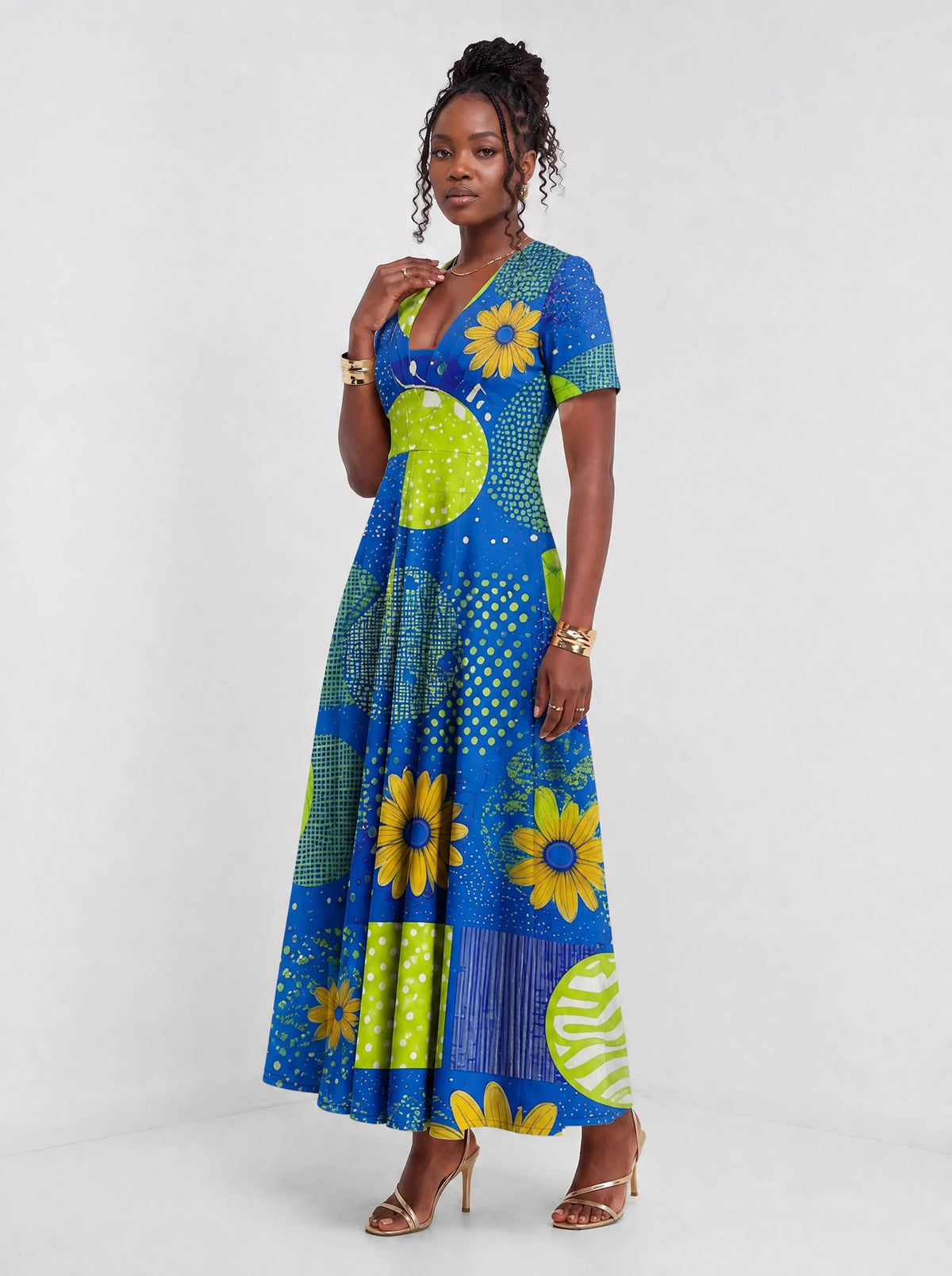 "Mchezo" Short Sleeve Maxi Dress — full body
