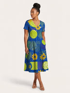 "Mchezo" V Neck Midi Dress — front
