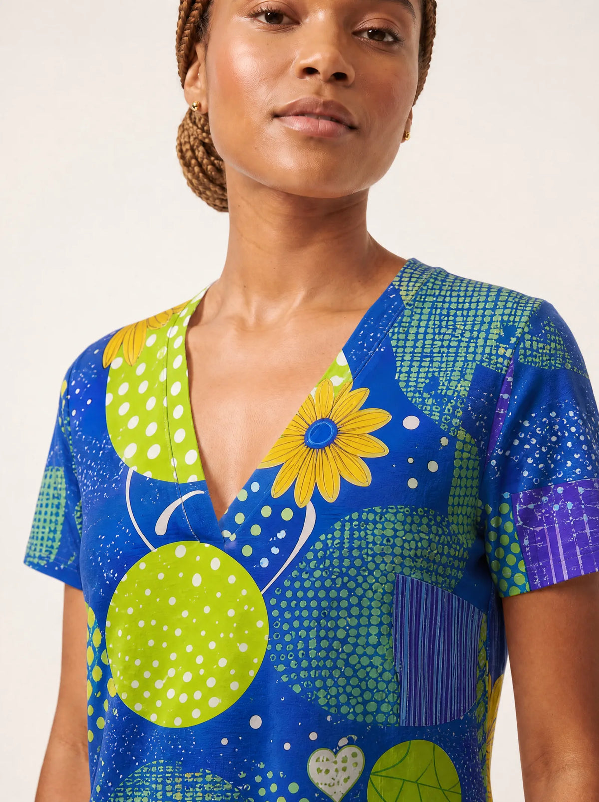 "Mchezo" V Neck Midi Dress — on model