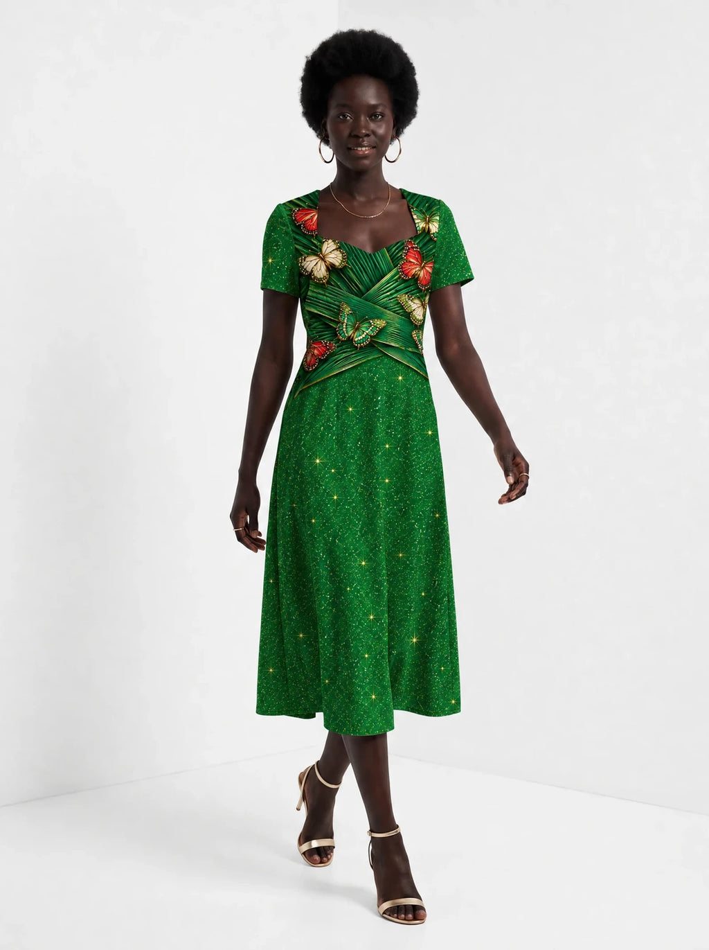 "Mchikichi" Sweetheart Midi Dress — front view on model