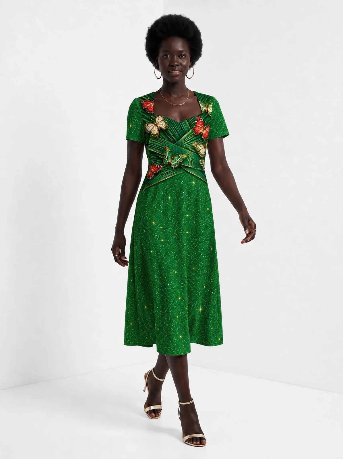 "Mchikichi" Sweetheart Midi Dress — front view on model