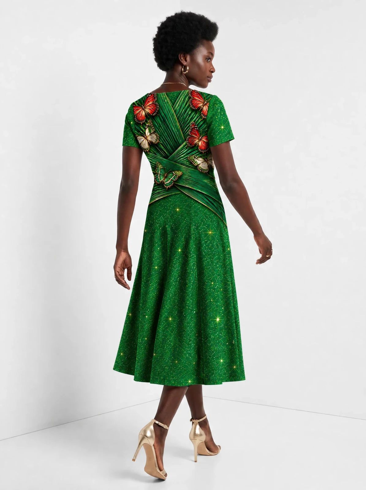 "Mchikichi" Sweetheart Midi Dress — back view on model