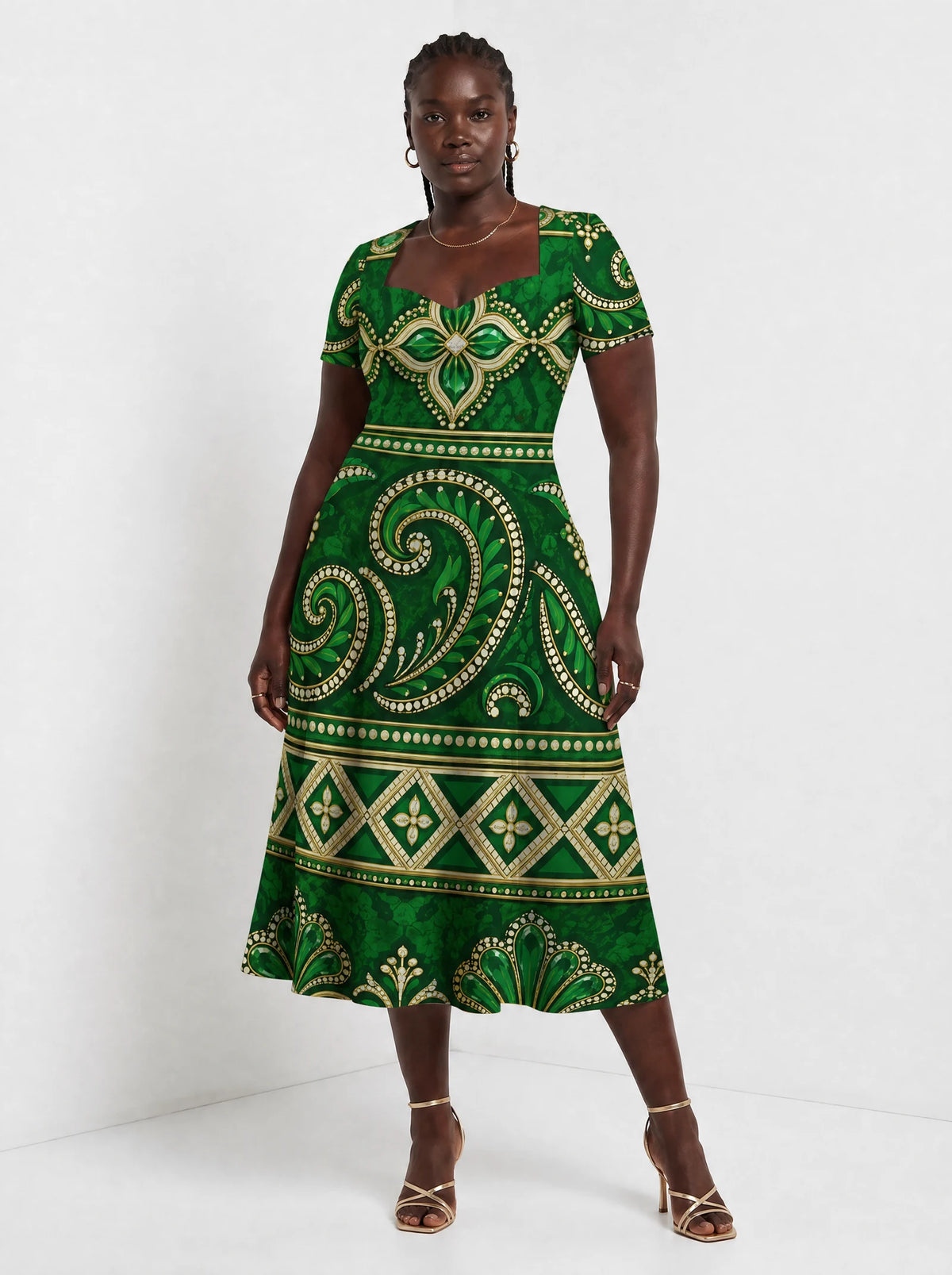 "Mchoro" Sweetheart Midi Dress
