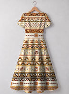 "Mdalasini" V Neck Midi Dress