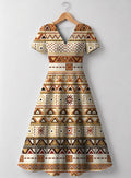 "Mdalasini" V Neck Midi Dress