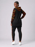 "Mduara" Leggings — back view on model, styled with the matching hoodie dress
