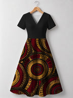 "Mduara" V Neck Midi Dress