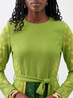 "Medusa" Long Sleeve Midaxi Dress — three-quarter view on model