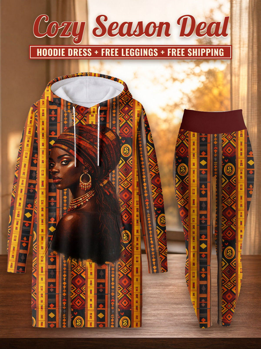 Melanin Radiance hoodie dress and leggings, photo 1