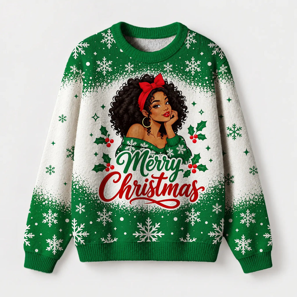 "Merry Curls" Christmas Sweatshirt — front view