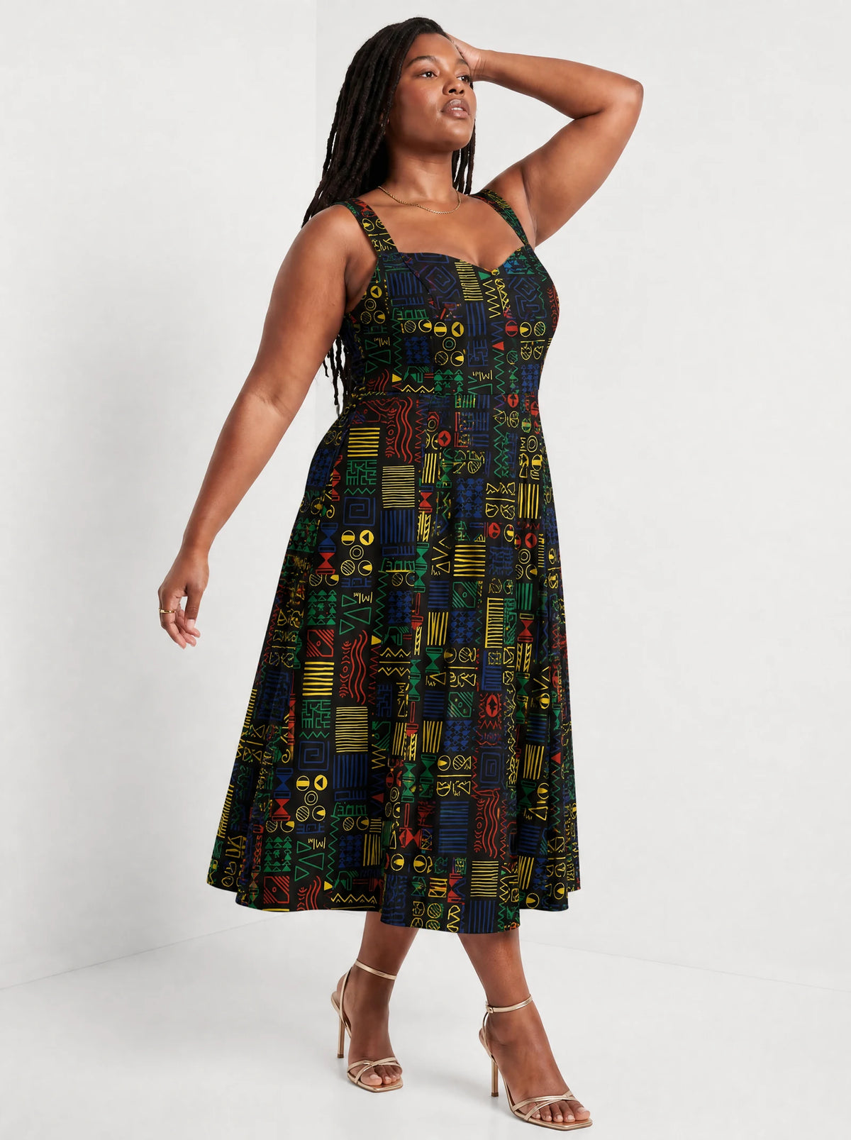 "Michoro" Corset Dress — three-quarter view on model