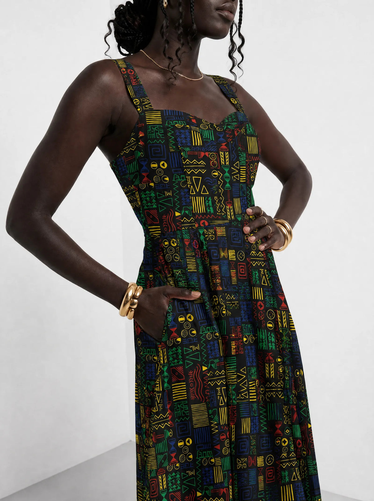 "Michoro" Corset Dress — close-up of the bodice and the in-seam side pocket