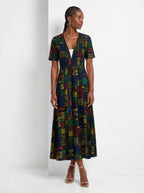 "Michoro" Short Sleeve Maxi Dress — front