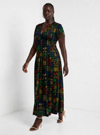 "Michoro" Short Sleeve Maxi Dress — full body