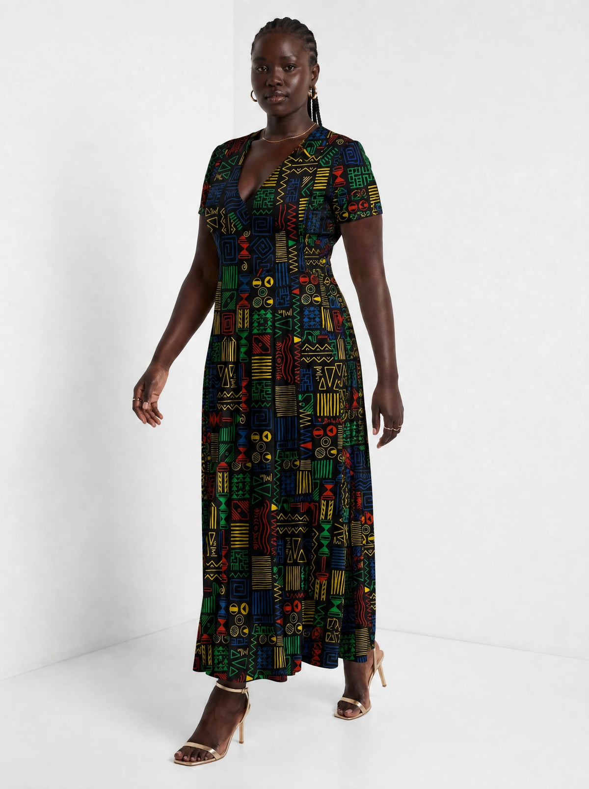 "Michoro" Short Sleeve Maxi Dress — full body