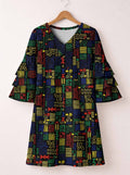 "Michoro" Stacked Ruffle Sleeve Dress