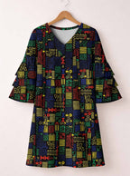 "Michoro" Stacked Ruffle Sleeve Dress