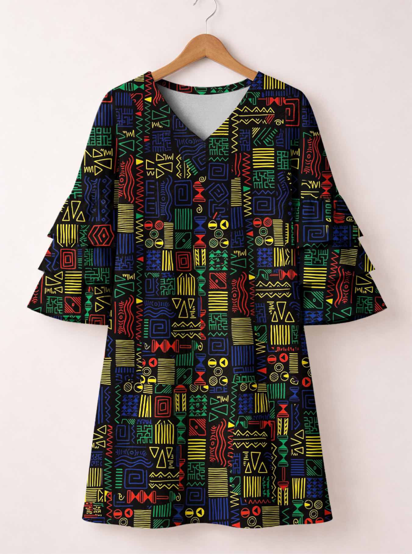 "Michoro" Stacked Ruffle Sleeve Dress