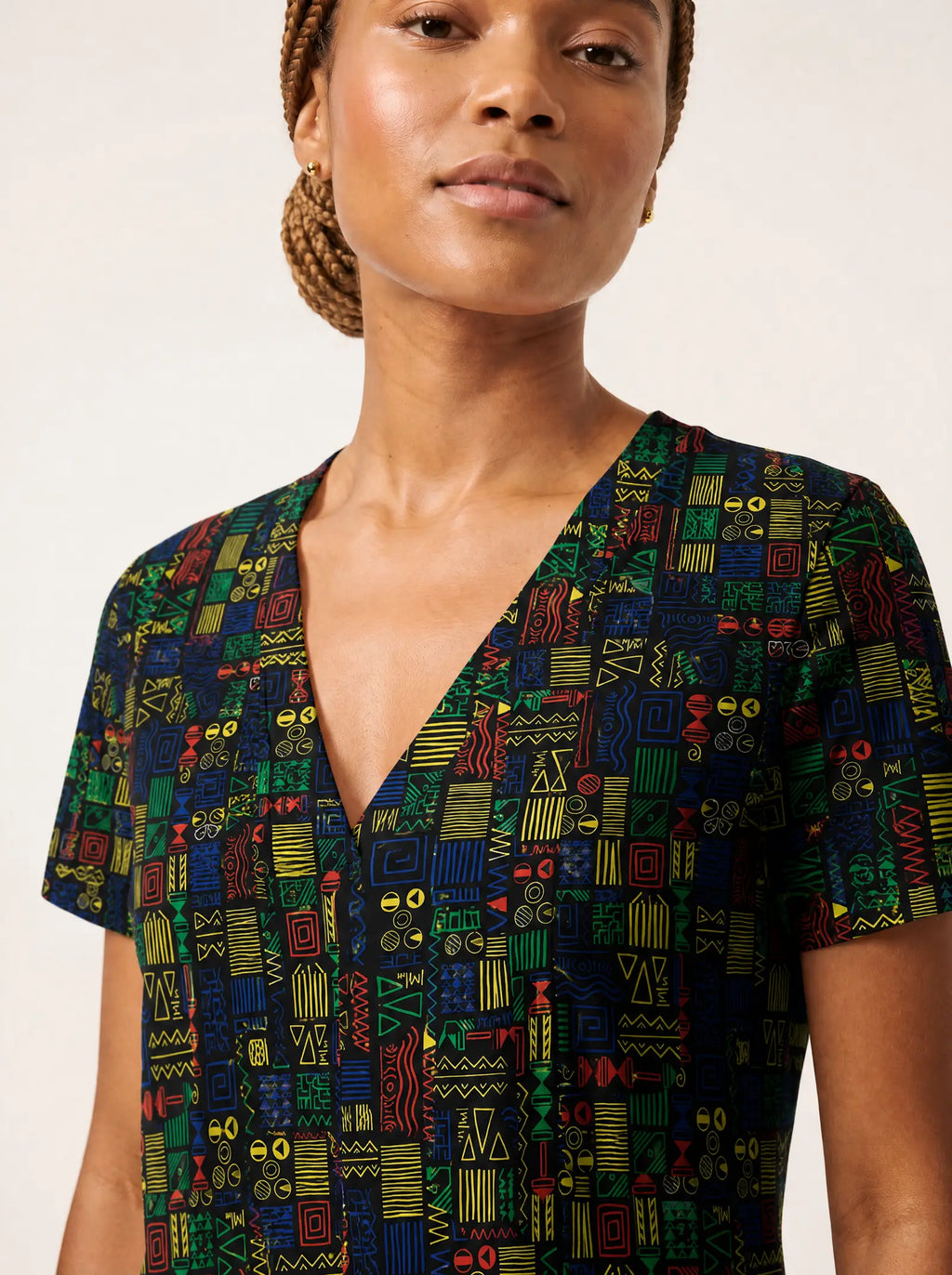 "Michoro" V Neck Midi Dress — on model