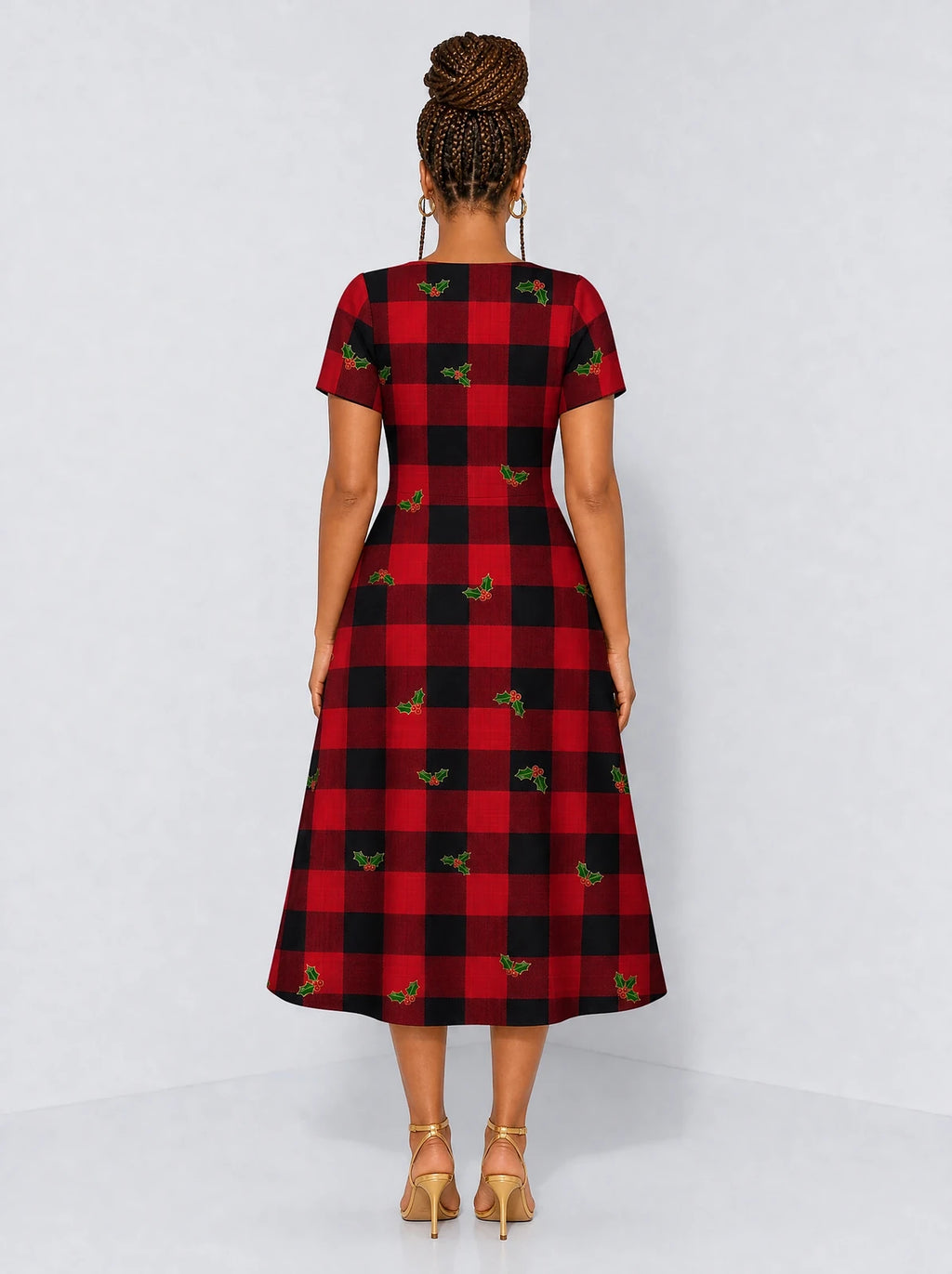 "Mikeka" Sweetheart Midi Dress — back view on model